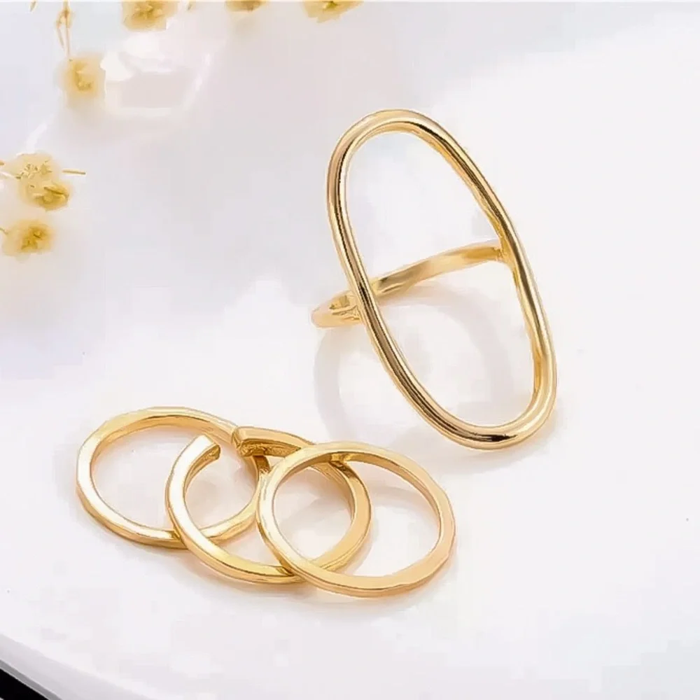 ⚜️[𝟯/$𝟭𝟴]⚜️4 Gold Simple Minimalist Rings Set NEW - Picture 3 of 6